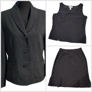 Amanda Smith 3 Piece Suit Set in Black, Blazer/Shell/Skirt. Women's 10